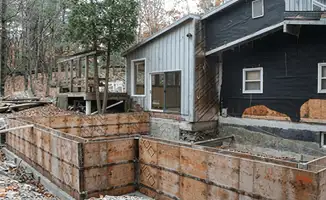 Prepared site with foundation forms for home remodeling and addition project in Fort Wayne, IN